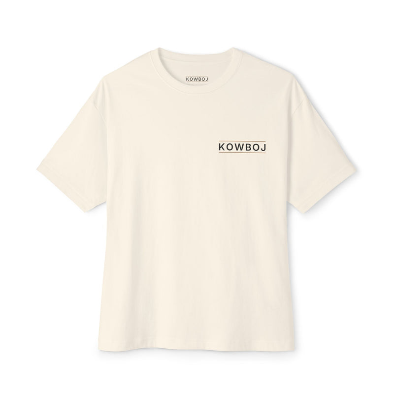 KOWBOJ oversized boxy Western tee in natural, front view
