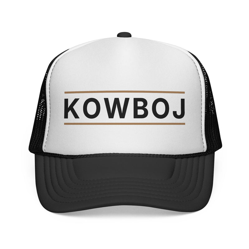 KOWBOJ retro cowboy trucker hat in black, front logo view