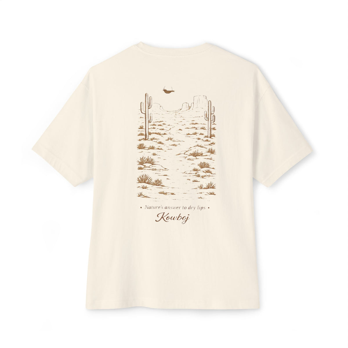 Natural KOWBOJ graphic cowboy tee with relaxed boxy fit