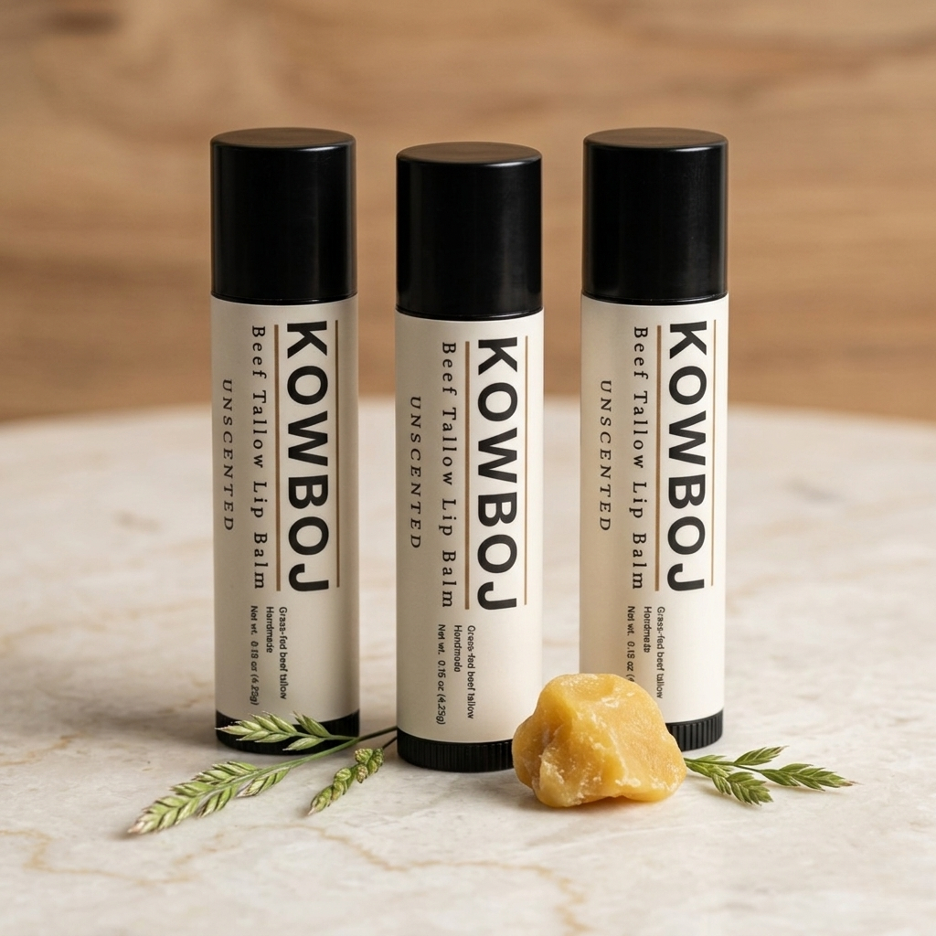 Kowboj natural beef tallow lip balm set of three